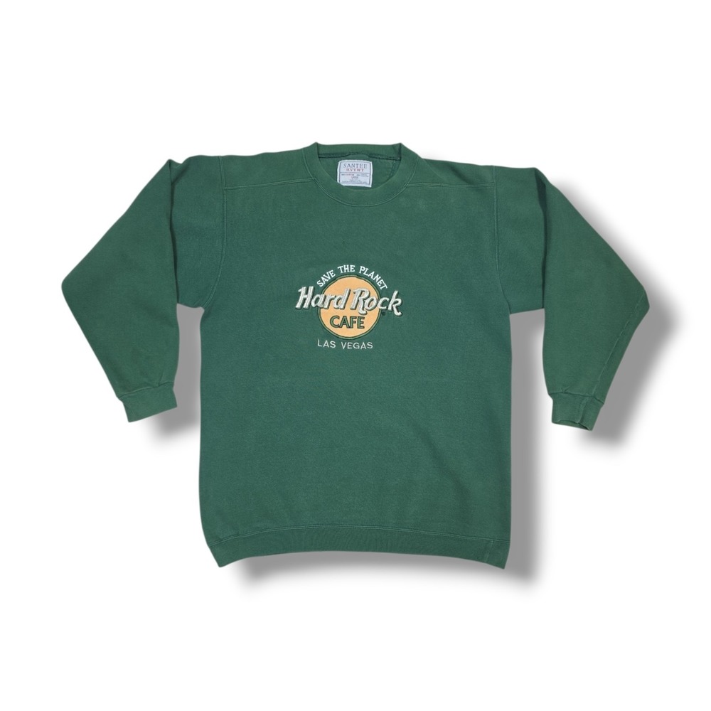 Vintage Hard Rock Hotel Cafe Las Vegas Pullover Green SANTEE Sweatshirt Men's L